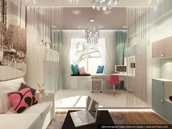 Design of living room, bedroom and children's room in one room