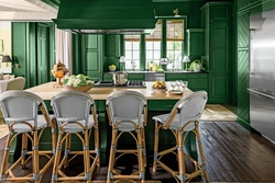 Kitchen with emerald chairs photo