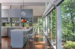 Kitchen with stained glass window design photo