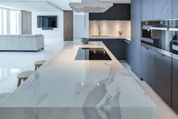White marble in the kitchen interior photo