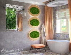 Moss in the bathroom interior