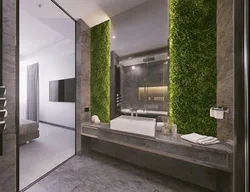 Moss in the bathroom interior