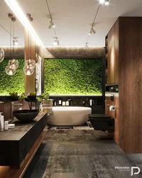 Moss in the bathroom interior