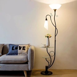 Floor lamps in the bedroom interior photo