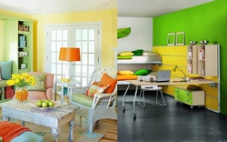 Green And Yellow In The Bedroom Interior