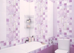 Bathroom tiles with flowers photo