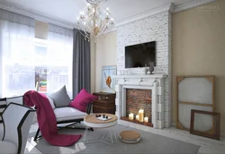 Living rooms with artificial fireplace photo