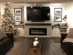Living rooms with artificial fireplace photo