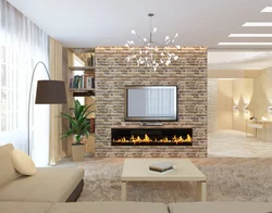 Living rooms with artificial fireplace photo