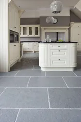 Gray Porcelain Tiles In The Kitchen Interior