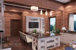 Imitation Timber In The Interior Of The Kitchen Living Room