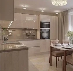 Kitchen interior in beige style