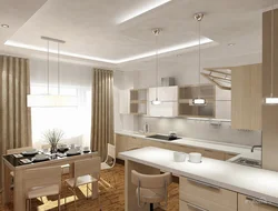 Kitchen interior in beige style