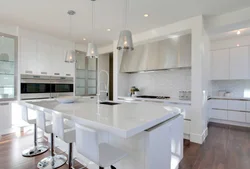 White Kitchen Design With Island