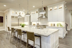 White Kitchen Design With Island