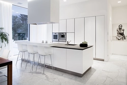 White kitchen design with island