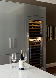 Wine cabinet in the kitchen interior photo