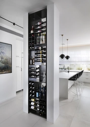Wine cabinet in the kitchen interior photo