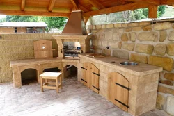 Summer kitchens made of bricks photo