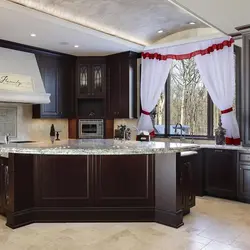 Curtains for a brown kitchen photo