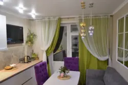 Yaşıl mətbəx fotoşəkili üçün hansı pərdələr uyğundur