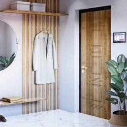 Hallway slats with hooks photo