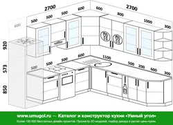 Проекты кухонь с размерами фото угловых