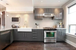 Gray brown kitchen design