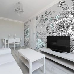 Highlight a wall in the living room with wallpaper photo