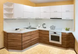 Kitchen white bottom top wood effect photo