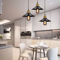 Oshxona fotosurati uchun loft uslubidagi qandillar