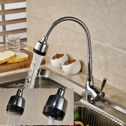 Kitchen faucet with flexible hose photo