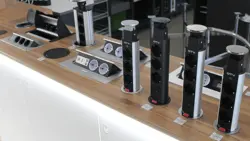 Built-in sockets for the kitchen in the countertop photo