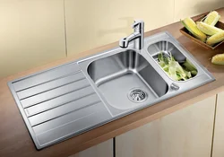 Kitchen with metal sink photo