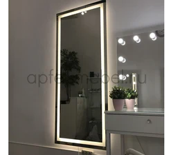 Mirror with lighting in the hallway wall-mounted interior