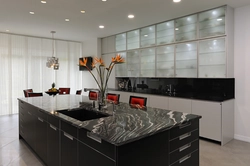 Photos of kitchens in a modern style with glass