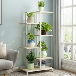 Flowers on a stand in the living room interior
