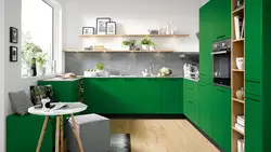 Kitchen design with green cabinets