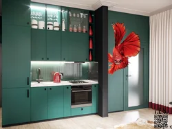 Kitchen design with green cabinets