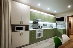 Kitchen design with green cabinets