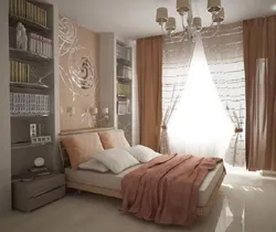 Bedroom interior with one window and door