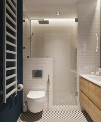 Square bathroom design with shower