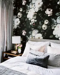 Bedroom with flowers on one wall design