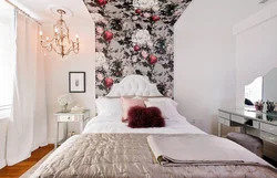 Bedroom with flowers on one wall design