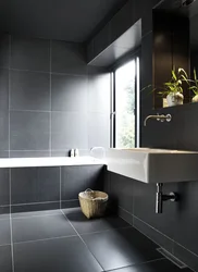 Bath design with gray tiles on the floor