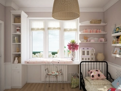 Table by the window in the bedroom photo design