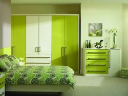 Color combination in the bedroom interior light green