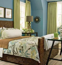 Color combination in the bedroom interior light green