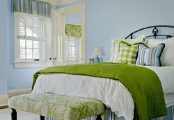 Color combination in the bedroom interior light green