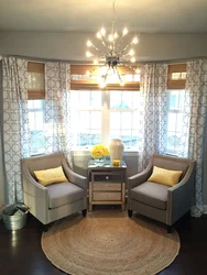 Living room interior window with bay window